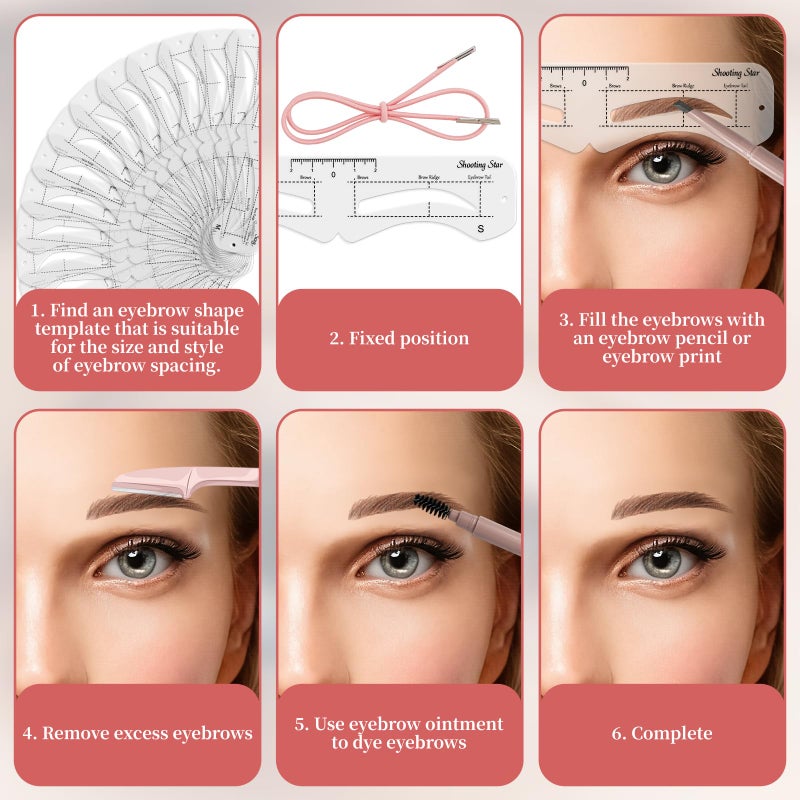 Asofelk 3Set Eyebrow Shaping Stencil, S/M/L Reusable Eyebrow Stencil Shaper Kit with Strap, Plastic Brow Stencil-brow Shaping Template Set for Beginner, Travel, Makeup Salons (Eyebrow Distance 2.0-3.5cm) ï»¿ - Image 4