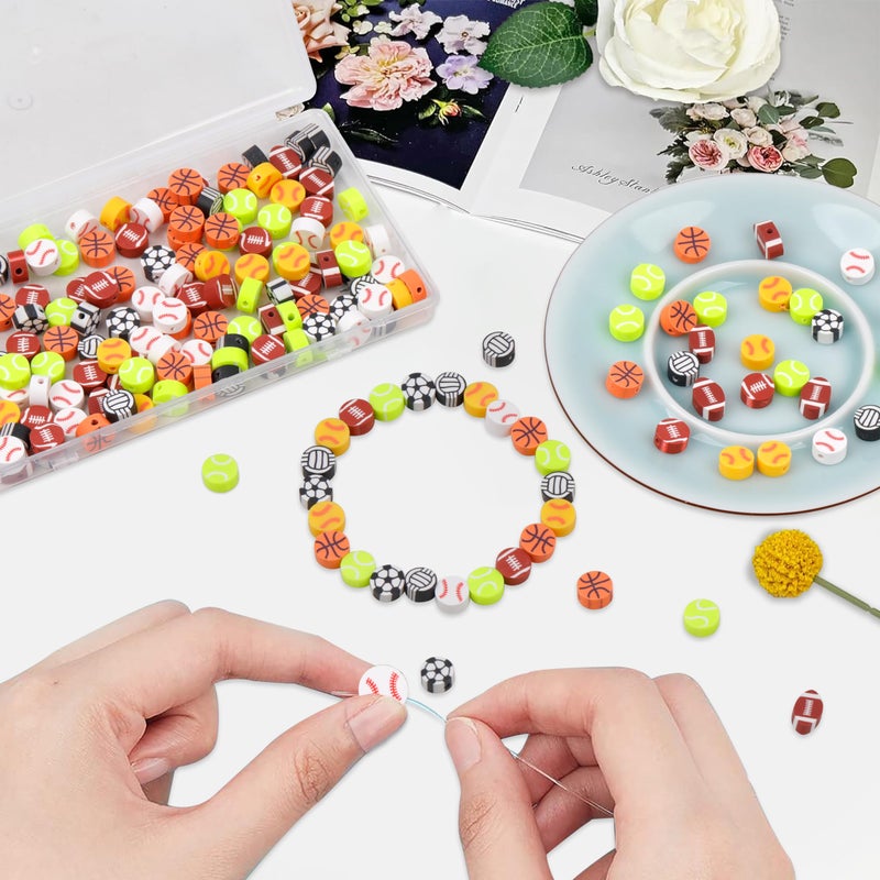 Gmma 180 Pcs Sports Ball Polymer Clay Beads For Bracelets Charms Making Pony Beads Shapes For Friendship Bracelets Spacer Beads Supplies For Diy Bracelet Earring Necklace Jewelry Making - Image 5