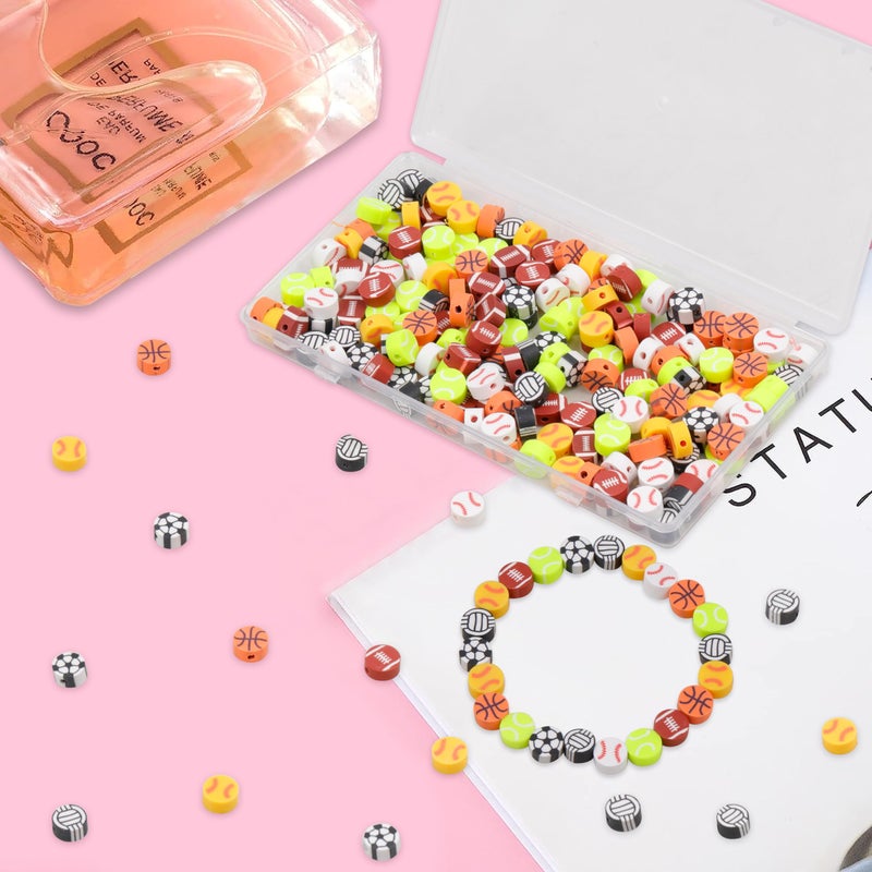 Gmma 180 Pcs Sports Ball Polymer Clay Beads For Bracelets Charms Making Pony Beads Shapes For Friendship Bracelets Spacer Beads Supplies For Diy Bracelet Earring Necklace Jewelry Making - Image 4