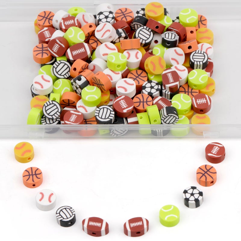 Gmma 180 Pcs Sports Ball Polymer Clay Beads For Bracelets Charms Making Pony Beads Shapes For Friendship Bracelets Spacer Beads Supplies For Diy Bracelet Earring Necklace Jewelry Making - Image 1