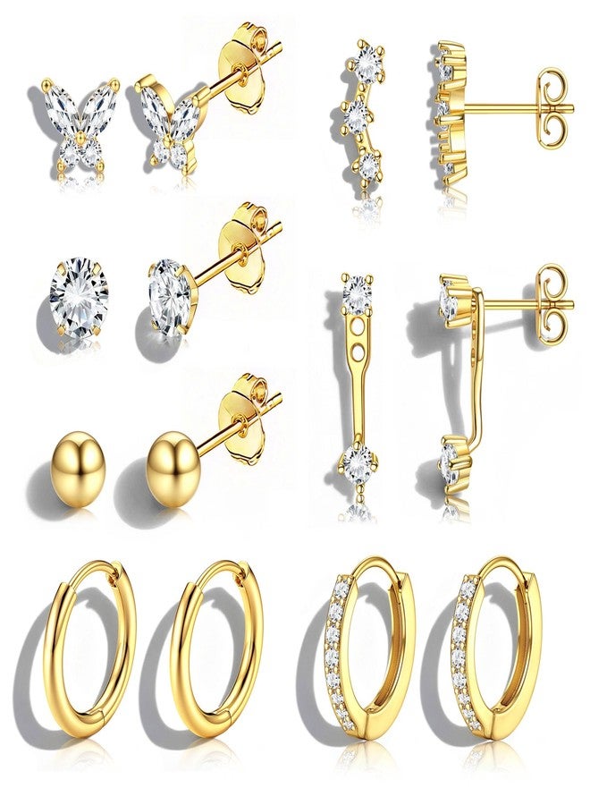 جي ستايل أقراط دائرية من جي ستايل مضادة للحساسية ومطلية بالذهب عيار 14 قيراطًا للنساء - أقراط جراحية من الفولاذ المقاوم للصدأ، أقراط دائرية صغيرة أنيقة على شكل غضروف، مجموعة أقراط هاجي متعددة الاستخدامات - Image 1