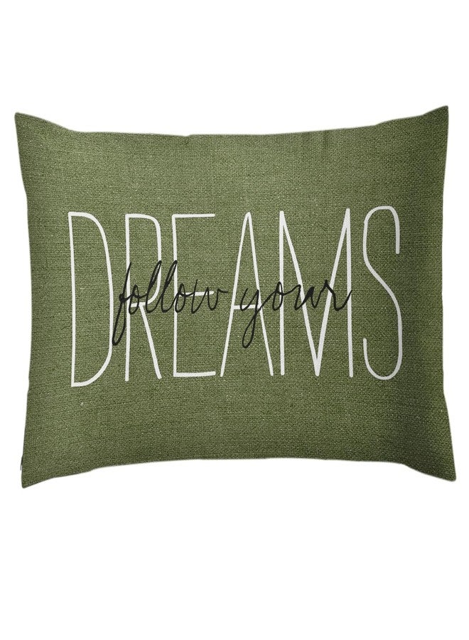 Emvency Throw Pillow Cover Rustic Olive Green Follow Your Dreams Decorative Pillow Case Monogram Home Decor Rectangle Queen Size 20x30 Inch Cushion Pillowcase - Image 1