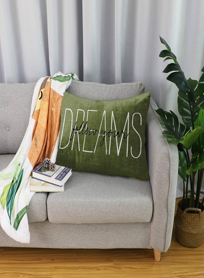 Emvency Throw Pillow Cover Rustic Olive Green Follow Your Dreams Decorative Pillow Case Monogram Home Decor Rectangle Queen Size 20x30 Inch Cushion Pillowcase - Image 5