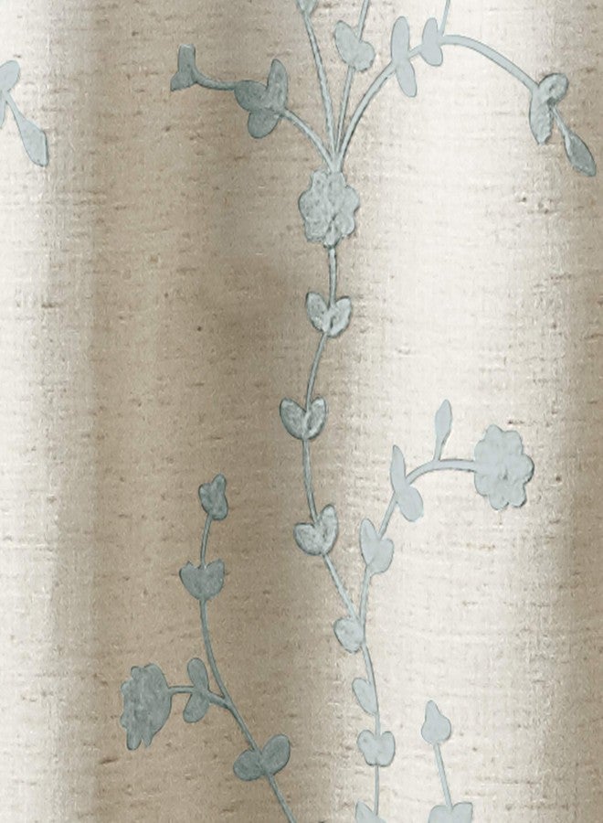 CHF Lynette Floral Embroidered Window Kitchen Curtain Tier Pair, Rod Pocket, 28W x 36L inch, Aqua - Image 3