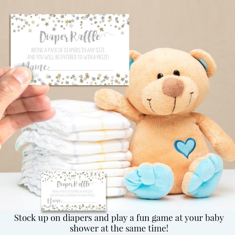 Amanda Creation Gold  Silver Twinkle Little Star Gender Neutral Diaper Raffle Tickets for Baby Showers 20 2 X 3 Double Sided Inserts Bring a Pack of Diapers to Win Favors  Prize - Image 4