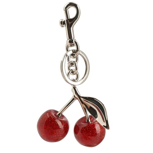 Zhoxod Cherry Keychain for Purse - Resin Alloy Silver Cherry Bag Charm，Cute Fruit Accessory for Women/Gift/Home/Car (Silver cherry) - Image 1