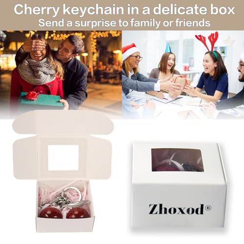 Zhoxod Cherry Keychain for Purse - Resin Alloy Silver Cherry Bag Charm，Cute Fruit Accessory for Women/Gift/Home/Car (Silver cherry) - Image 4