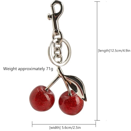 Zhoxod Cherry Keychain for Purse - Resin Alloy Silver Cherry Bag Charm，Cute Fruit Accessory for Women/Gift/Home/Car (Silver cherry) - Image 3