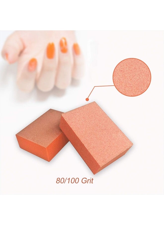 MARYTON - Maryton Nail Buffer Mini Block File 80/100 Grit Disposable Bulk, 130 Count (Orange) - Image 1