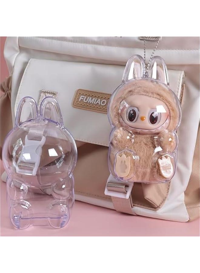 Arabest Clear Figure Display Bag with Keychain Portable Small Doll Storage Bag for Labubu Hanging Blind Box Organizer Dustproof Collectibles Display Case for Showing Off Blind  - Image 2