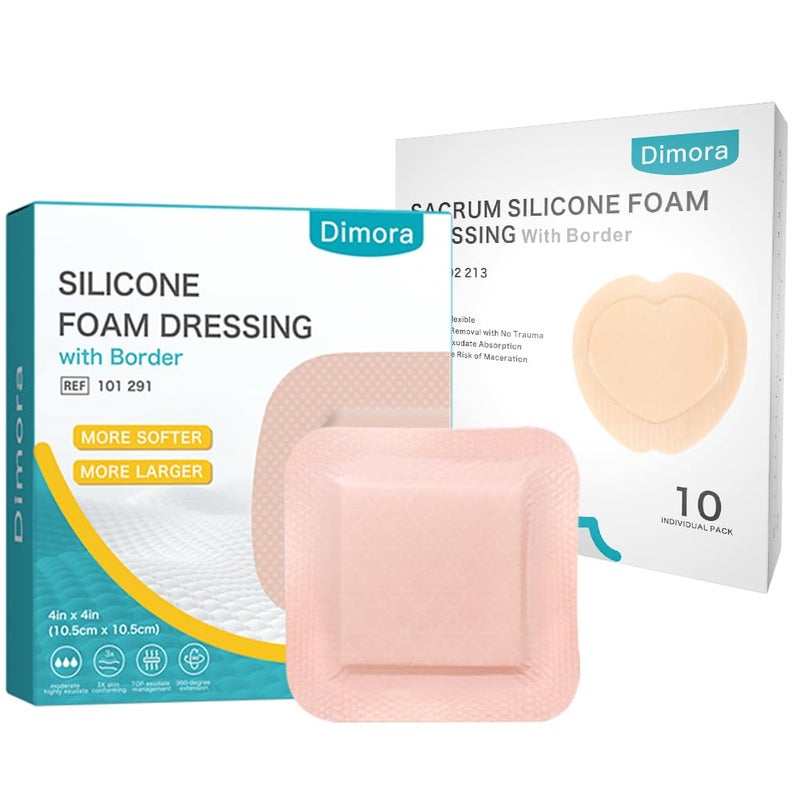 Dimora 10 Pack Wound Dressing Sacrum Foam Bandages  Ultra Soft Silicone Foam Dressing 4x4 - Image 1