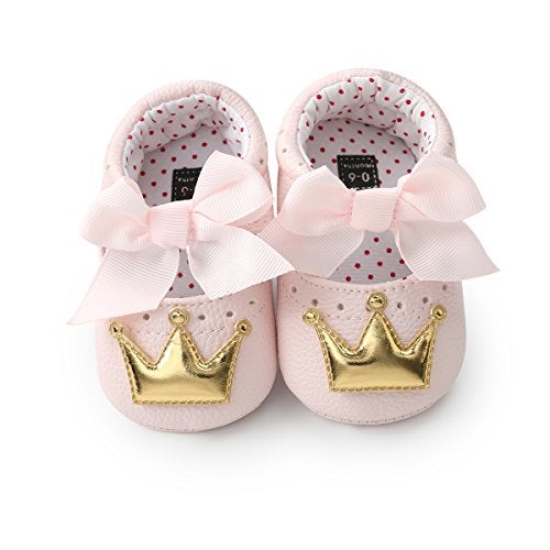 Meckior Infant Baby Girls Mary Jane Flats Non-Slip Rubber Sole Bowknot Princess Wedding Dress Shoes Toddler First Walkers - Image 1