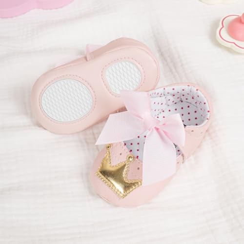 Meckior Infant Baby Girls Mary Jane Flats Non-Slip Rubber Sole Bowknot Princess Wedding Dress Shoes Toddler First Walkers - Image 3