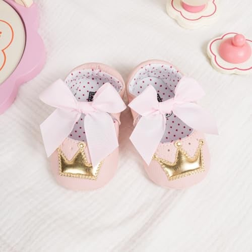 Meckior Infant Baby Girls Mary Jane Flats Non-Slip Rubber Sole Bowknot Princess Wedding Dress Shoes Toddler First Walkers - Image 4