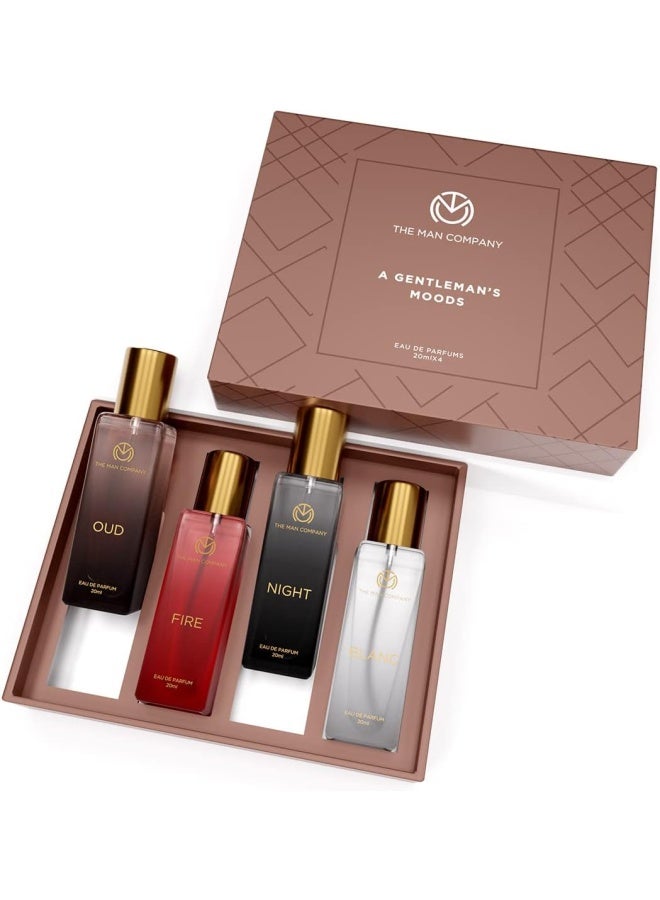 The Man Company Specially Curated Perfume Gift Set for Men 4 * 20ml - A Gentleman’s Moods | Premium Long-Lasting Fragrance | Luxury EAU DE Parfum | Night for Date |Blanc for Office|Fire for Party - Image 1