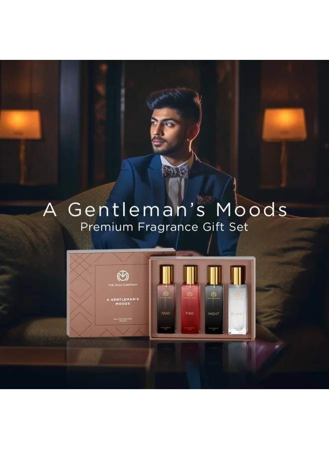 The Man Company  Specially Curated Perfume Gift Set for Men 4 * 20ml - A Gentleman’s Moods | Premium Long-Lasting Fragrance | Luxury EAU DE Parfum | Night for Date |Blanc for Office|Fire for Party for Men | Best Price UAE