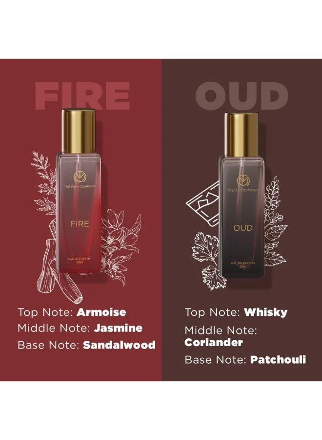The Man Company  Specially Curated Perfume Gift Set for Men 4 * 20ml - A Gentleman’s Moods | Premium Long-Lasting Fragrance | Luxury EAU DE Parfum | Night for Date |Blanc for Office|Fire for Party for Men | Best Price UAE