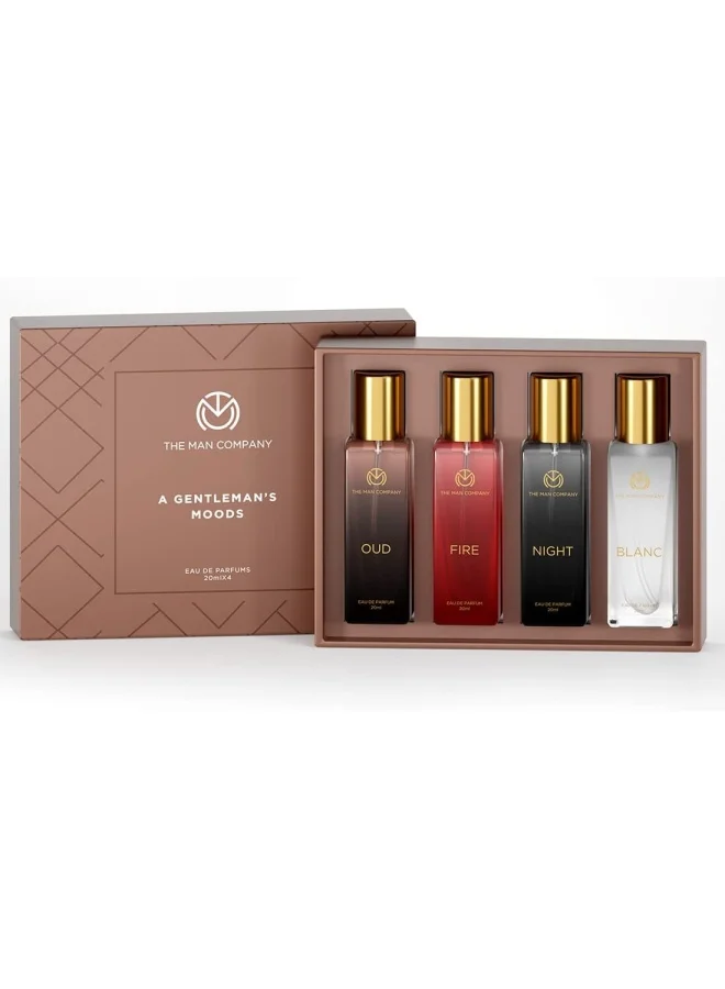The Man Company  Specially Curated Perfume Gift Set for Men 4 * 20ml - A Gentleman’s Moods | Premium Long-Lasting Fragrance | Luxury EAU DE Parfum | Night for Date |Blanc for Office|Fire for Party for Men | Best Price UAE
