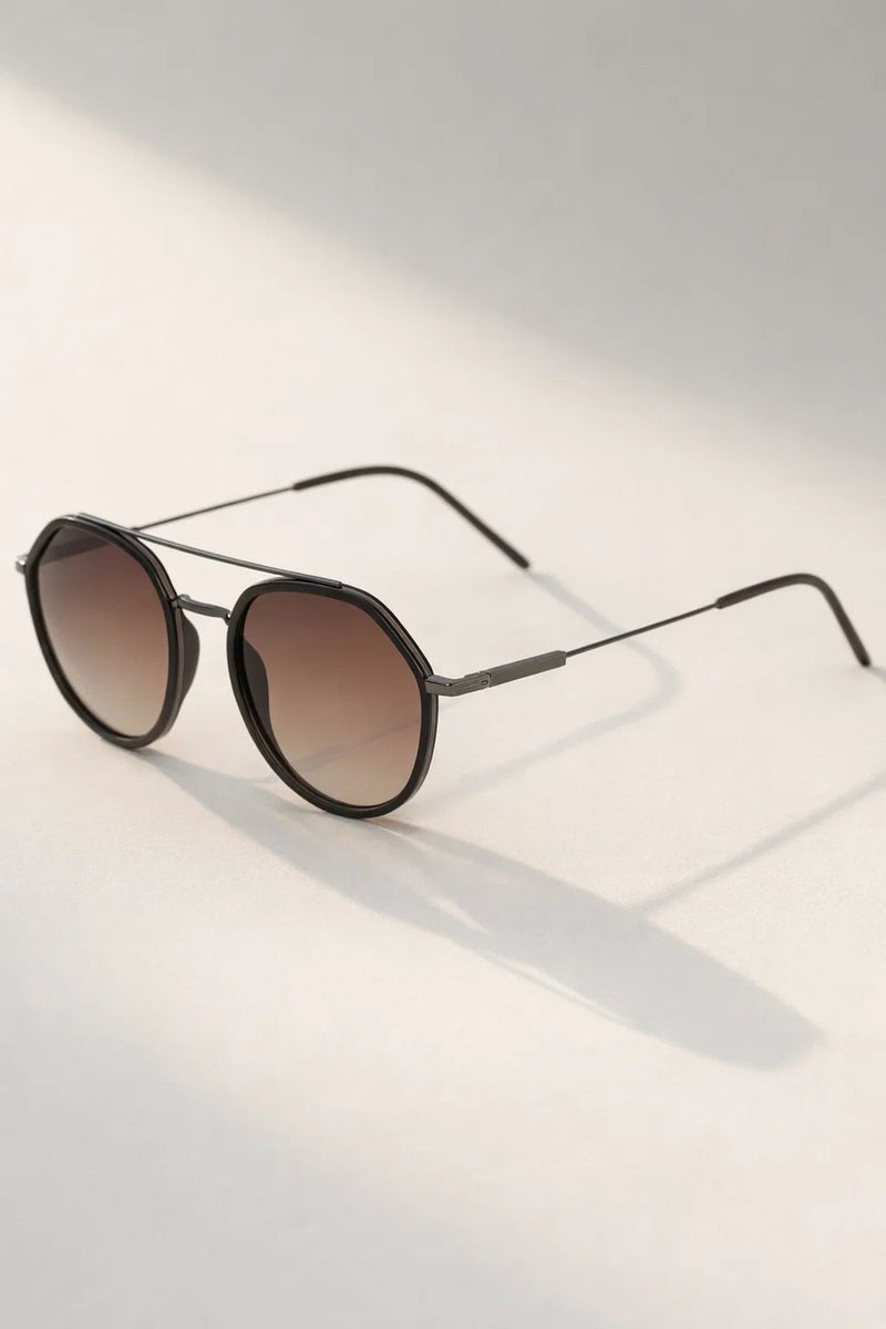 VEGAS Full Rim Hexagon Unisex Saddle Brown  Sunglasses V2073 S C2 - Image 1