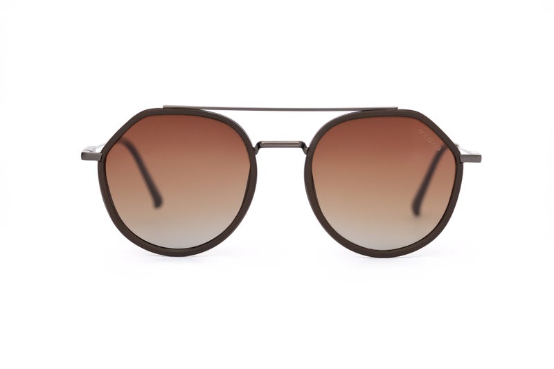 VEGAS Full Rim Hexagon Unisex Saddle Brown  Sunglasses V2073 S C2 - Image 4