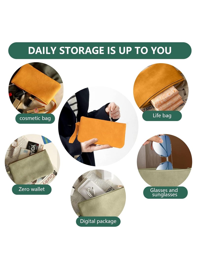 KASTWAVE Cosmetic Bag Organiser, Small Makeup Bag, for Purse PU Leather Mini Cosmetic Bags, Waterproof Zipper Handbag, Travel Make up Pouch, with Compartments Versatile Storage Pouches (2 PCS) - Image 2