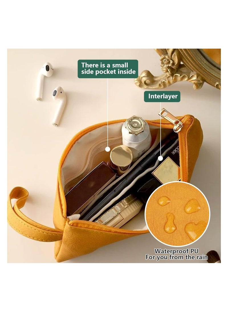 KASTWAVE Cosmetic Bag Organiser, Small Makeup Bag, for Purse PU Leather Mini Cosmetic Bags, Waterproof Zipper Handbag, Travel Make up Pouch, with Compartments Versatile Storage Pouches (2 PCS) - Image 3