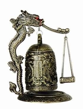 Asian Home Zen Art Brass Feng Shui Desktop Dragon Windbell Size H55 x W4 x L4 inches