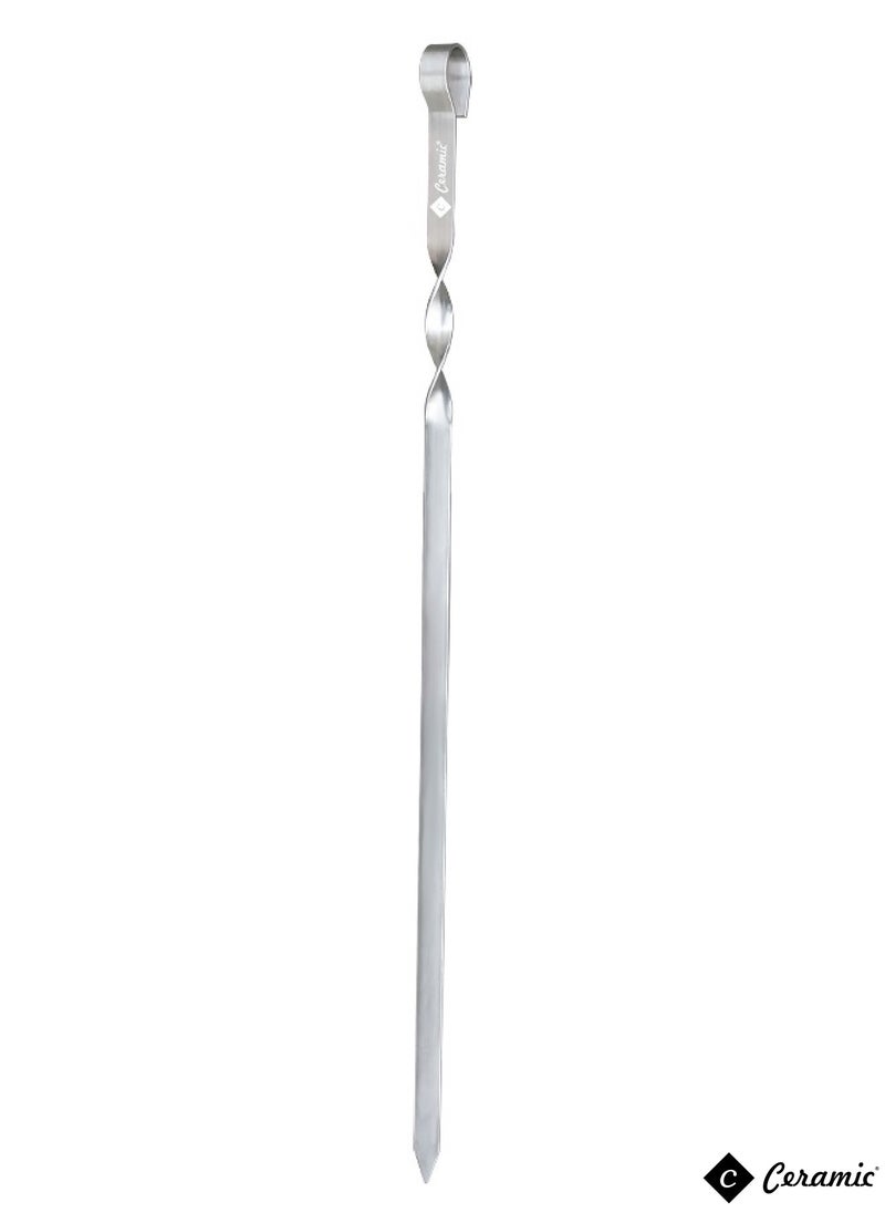 CERAMIC - 24 Piece Bbq Skewer Set Silver Grilling Stainless Steel Needle Sticks Metal Meat Shrimp Chicken Vegetable Outdoor Cooking 40Cm - Image 1