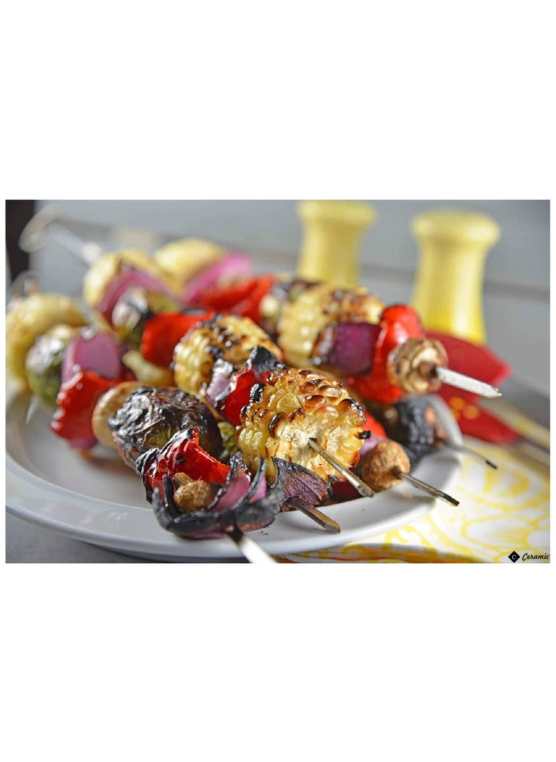 CERAMIC - 24 Piece Bbq Skewer Set Silver Grilling Stainless Steel Needle Sticks Metal Meat Shrimp Chicken Vegetable Outdoor Cooking 40Cm - Image 1
