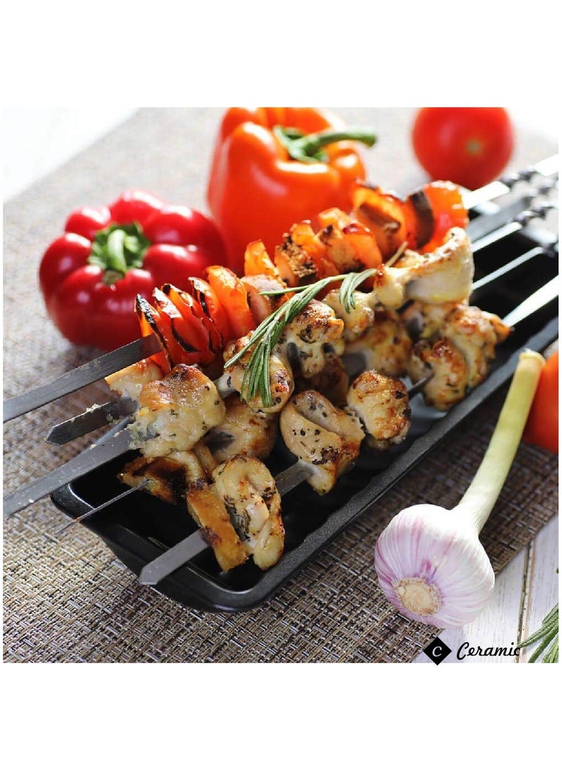 CERAMIC - 24 Piece Bbq Skewer Set Silver Grilling Stainless Steel Needle Sticks Metal Meat Shrimp Chicken Vegetable Outdoor Cooking 40Cm - Image 1