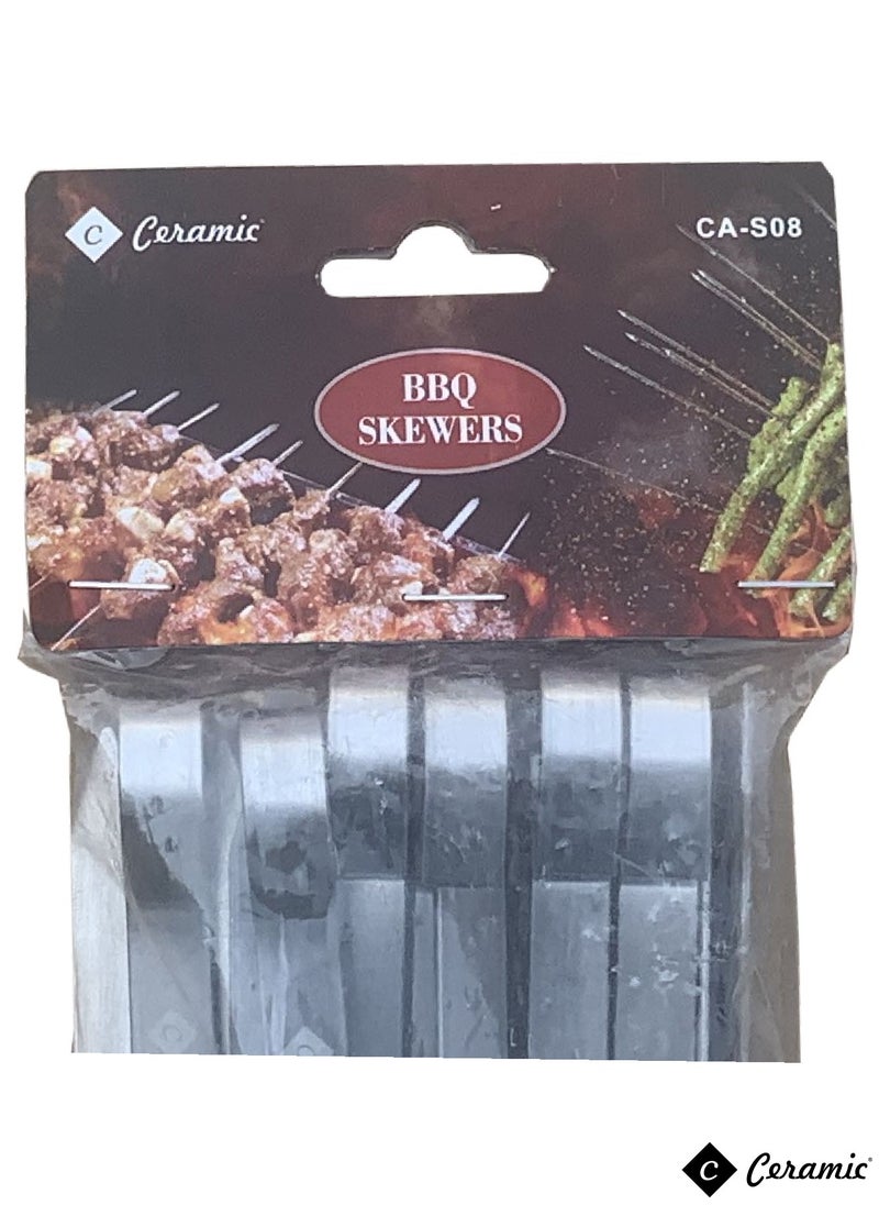 CERAMIC - 24 Piece Bbq Skewer Set Silver Grilling Stainless Steel Needle Sticks Metal Meat Shrimp Chicken Vegetable Outdoor Cooking 40Cm - Image 1