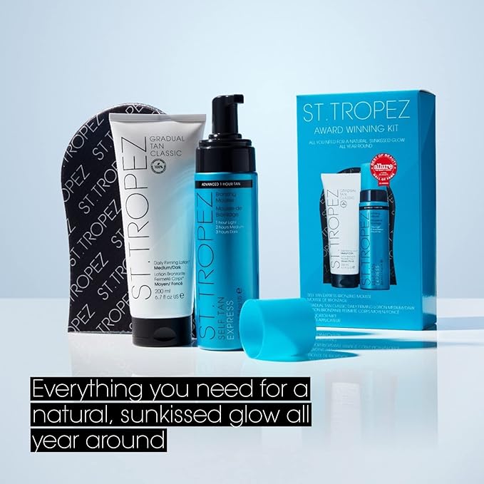 ST.TROPEZ St Tropez Express Bronzing Mousse 200 ml Gradual Tan Firming Body Lotion 200 ml Kit Award Winning Vegan Fake Tan Skincare with Applicator Mitt - Image 5
