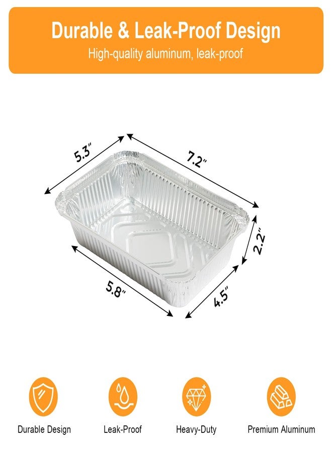 Notwoe ® Aluminum Foil Pans with Foil Lids - 100 Pack, 7"×5", 1.5 LB Capacity, Disposable Containers for Baking, Meal Prep, Freezer Storage & Takeout. (100) - Image 2
