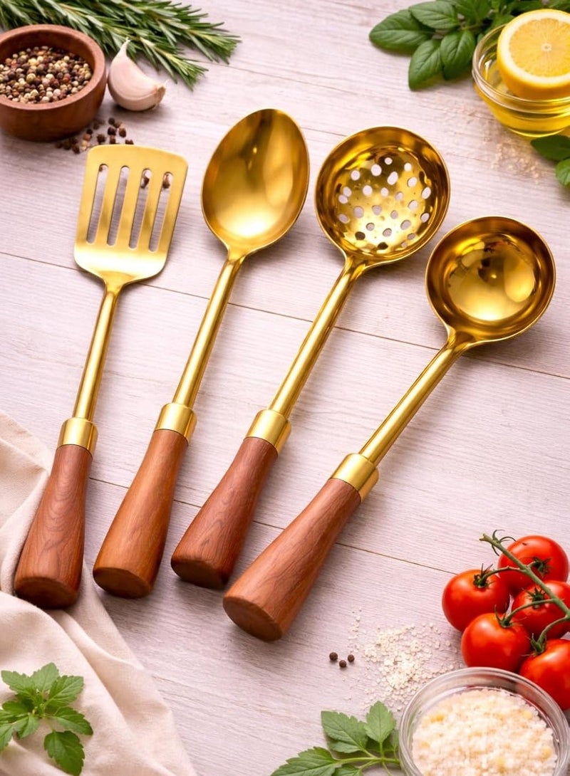 أداة مطبخ من الفولاذ المقاوم للصدأ، مقاومة للحرارة، بمقبض مريح، للقلي والتقديم والطهي، آمنة للغسل في غسالة الأطباق (ملعقة مثقبة) - Image 3