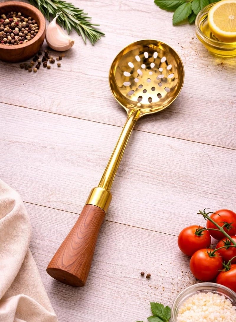 أداة مطبخ من الفولاذ المقاوم للصدأ، مقاومة للحرارة، بمقبض مريح، للقلي والتقديم والطهي، آمنة للغسل في غسالة الأطباق (ملعقة مثقبة) - Image 1