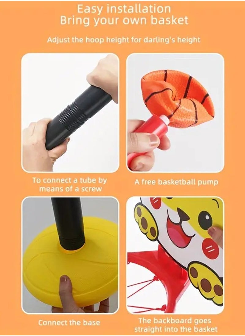 SUPER WINNER Kids Basketball Hoop Stand with Mini Ball and Air Pump, Cartoon Lion Shape, Adjustable Height, Easy to Assemble, Indoor and Outdoor Play, Sports Toy Perfect for Boys, Girls, Ideal Gift for Ages 2-7  - Image 4