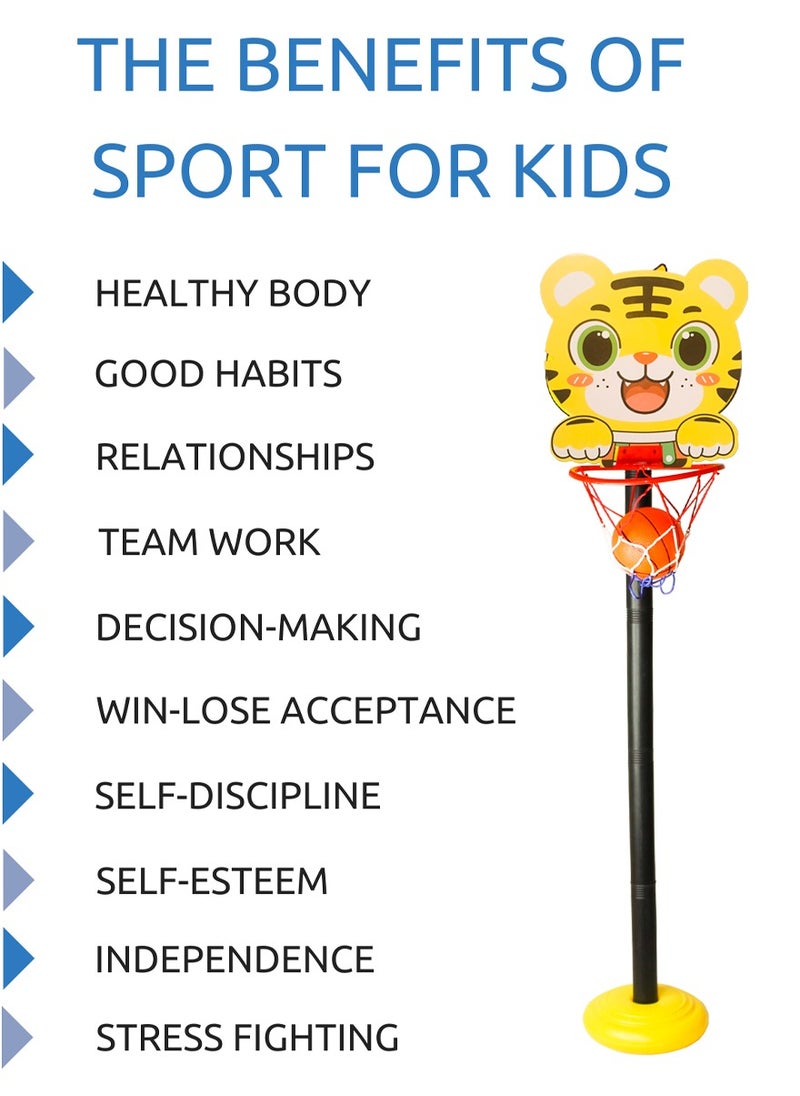 SUPER WINNER Kids Basketball Hoop Stand with Mini Ball and Air Pump, Cartoon Lion Shape, Adjustable Height, Easy to Assemble, Indoor and Outdoor Play, Sports Toy Perfect for Boys, Girls, Ideal Gift for Ages 2-7  - Image 5