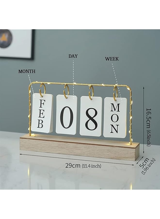 إيروريكس تقويم مكتب معدني خشبي قابل للطي لعام 2025 للديكور المنزلي اليومي والمكتبي والشهري والأسبوعي والسنوي وتقويم ديكور مكتب المطبخ القائم باللون الأبيض - Image 2