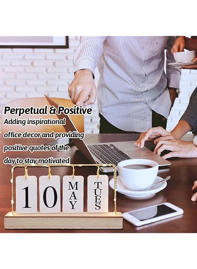 إيروريكس تقويم مكتب معدني خشبي قابل للطي لعام 2025 للديكور المنزلي اليومي والمكتبي والشهري والأسبوعي والسنوي وتقويم ديكور مكتب المطبخ القائم باللون الأبيض - Image 4