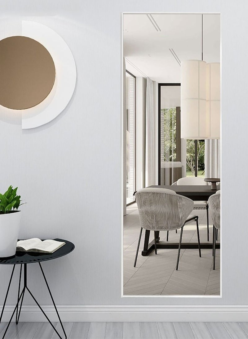 Merry Moments Modern Full Length Mirror Standing Hanging or Leaning Against Wall Large Rectangle Bedroom Mirror Floor Mirror Dressing Mirror Wall-Mounted Mirror, Aluminum Alloy Thin White Frame 40x150cm Type A - Image 3