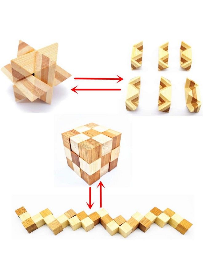 ألغاز ثلاثية الأبعاد من الخيزران، ألعاب ذهنية، مجموعة ألعاب للبالغين والمراهقين، عبوة من 12 قطعة - Image 4