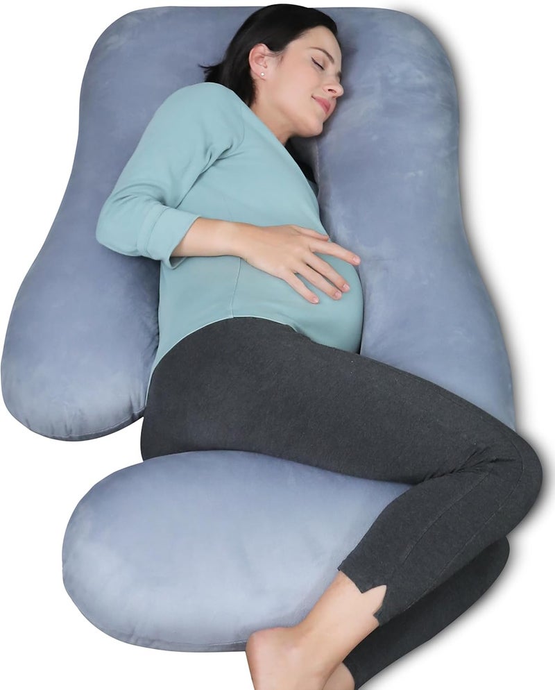 MOON PARK Pregnancy Pillows for Sleeping - U Shaped Full Body Maternity Pillow with Removable Cover - Support for Back, Legs, Belly, HIPS - 57 Inch Pregnancy Pillow for Women - Grey - Image 1