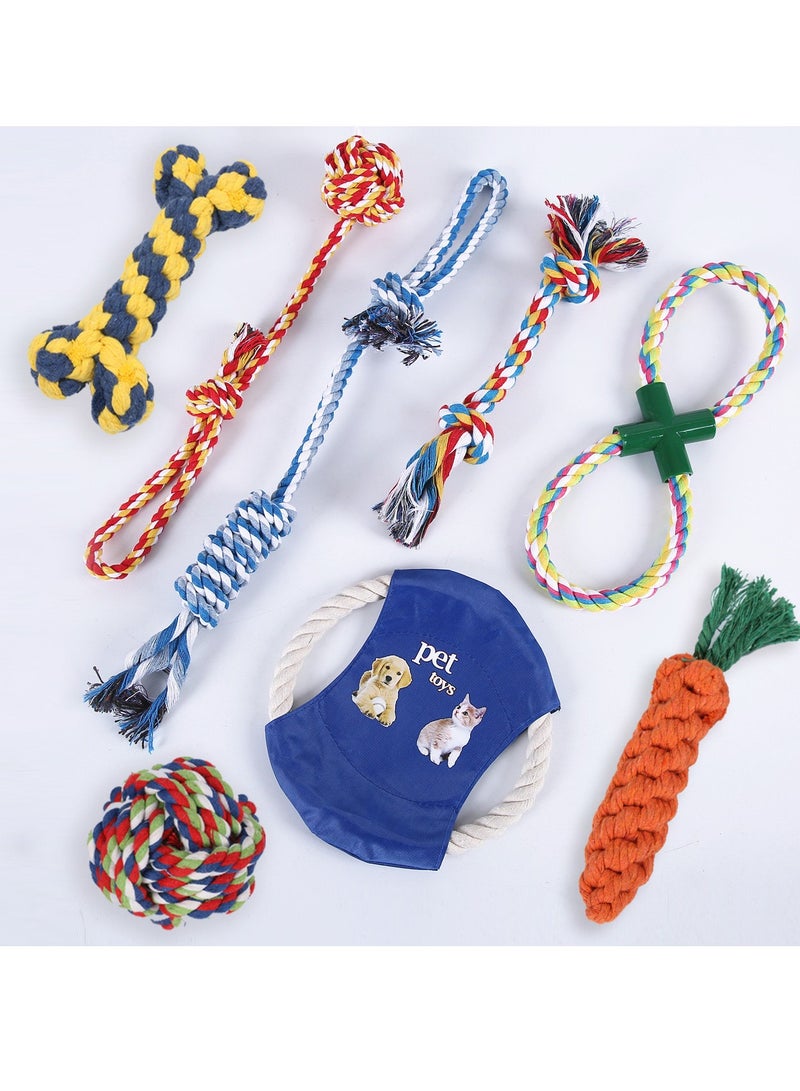 xppier 8 Pcs Pet Puppy Toys Gift Set Ball Rope and Chew Squeaky for Dog Cat