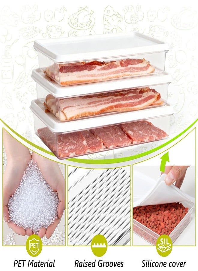 jioko 3pcs Deli Meat Container for Fridge, Stackable Bacon Lunch Meat Container with Lids, Large Refrigerator Organizer for Cold Cuts, Cheese, Ham, Salami, Clear Deep Meal Prep Food Storage Boxes - Image 3