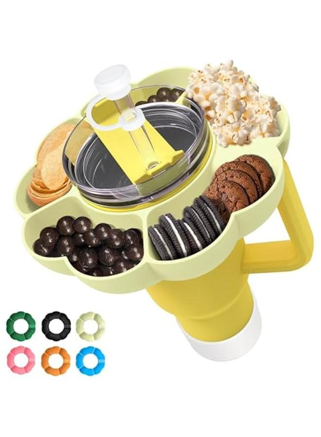 Snack Tray for Stanley Cup Accessories, Snack Bowl Holder Ring Compatible Quencher Tumbler Handle, Extra Include Boot Straw Cover Leak Stopper, Reusable Silicone Accessories - Image 1