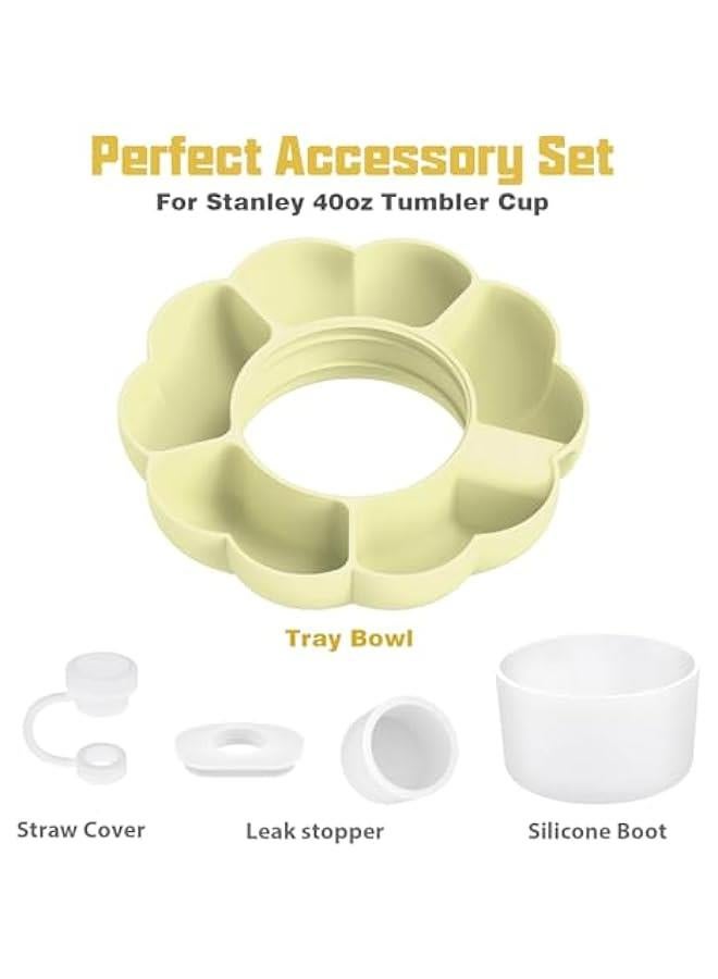Snack Tray for Stanley Cup Accessories, Snack Bowl Holder Ring Compatible Quencher Tumbler Handle, Extra Include Boot Straw Cover Leak Stopper, Reusable Silicone Accessories - Image 3