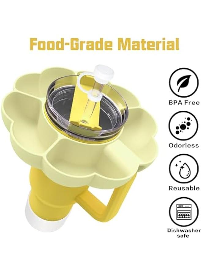 Snack Tray for Stanley Cup Accessories, Snack Bowl Holder Ring Compatible Quencher Tumbler Handle, Extra Include Boot Straw Cover Leak Stopper, Reusable Silicone Accessories - Image 4