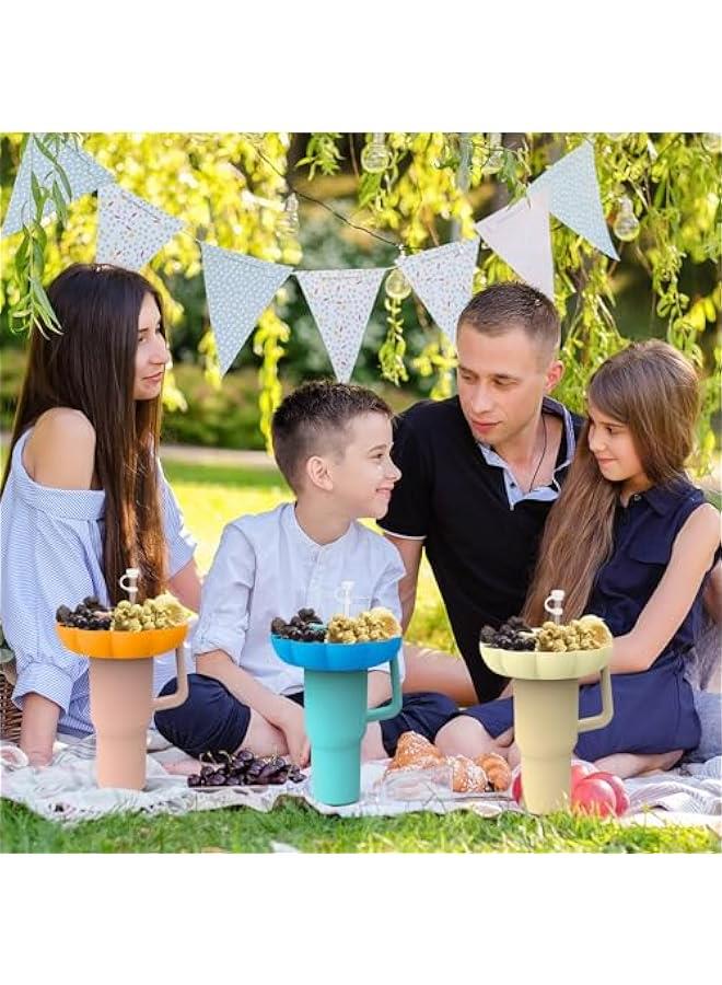 Snack Tray for Stanley Cup Accessories, Snack Bowl Holder Ring Compatible Quencher Tumbler Handle, Extra Include Boot Straw Cover Leak Stopper, Reusable Silicone Accessories - Image 5