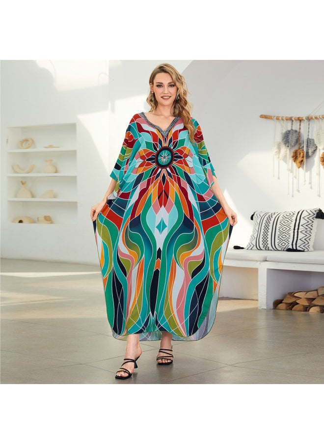 Generic - Beach Blouse Cotton Positioning Printing Holiday Beach Blouse F1132(12 Colors For Selection) F-Color:F1132-11 Abstract- - Image 1