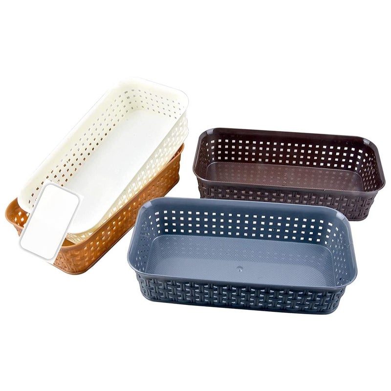 VENEXA Organizer Tray Office Drawer Dividers Storage Bins Multipurpose Desk for Makeup, Kitchen, Office, Bathroom, Bedroom Dreassing, Basket Rack MultiColor(23 * 8 * 5 CM) (Multi 6pcs) - Image 2